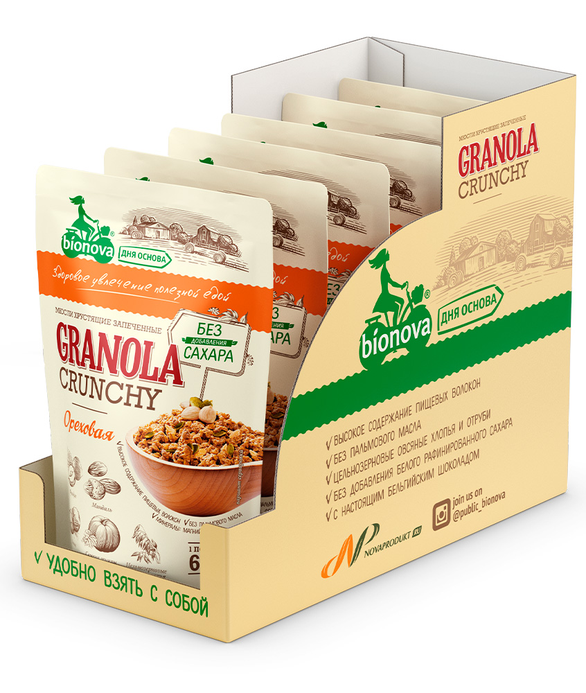 Купить порционная гранола bionova® без сахара ореховая - 6 шт. от производителя