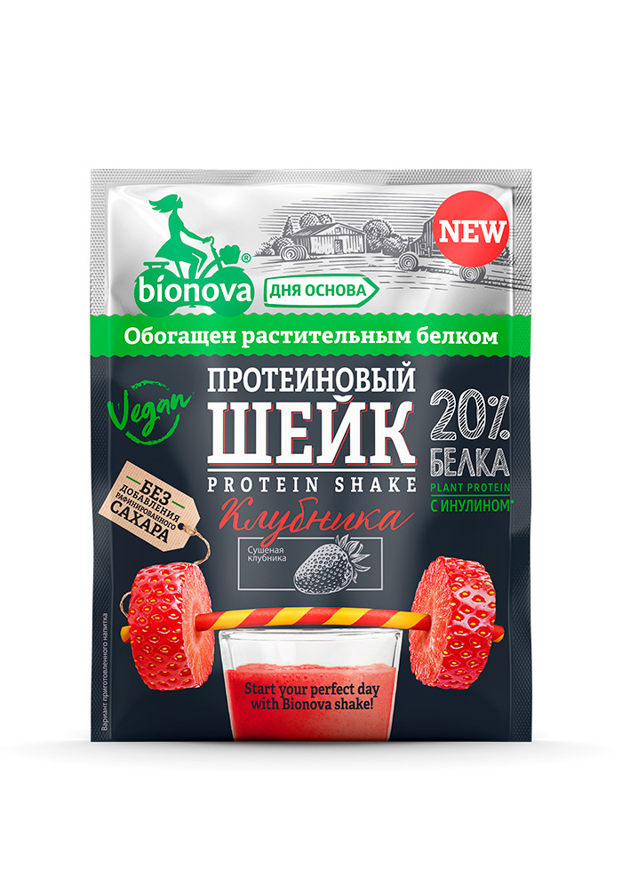 Protein shake Bionova® with strawberry (vegan protein)