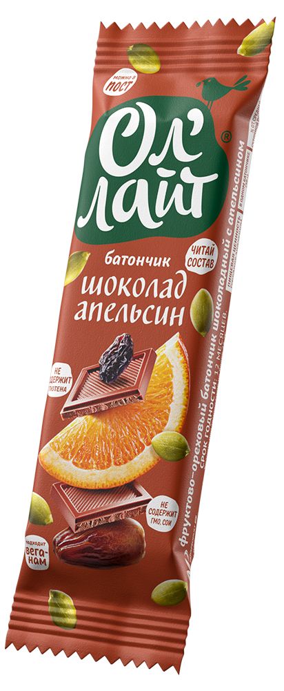 Купить фруктово-ореховый батончик ол'лайт® шоколад & апельсин от производителя
