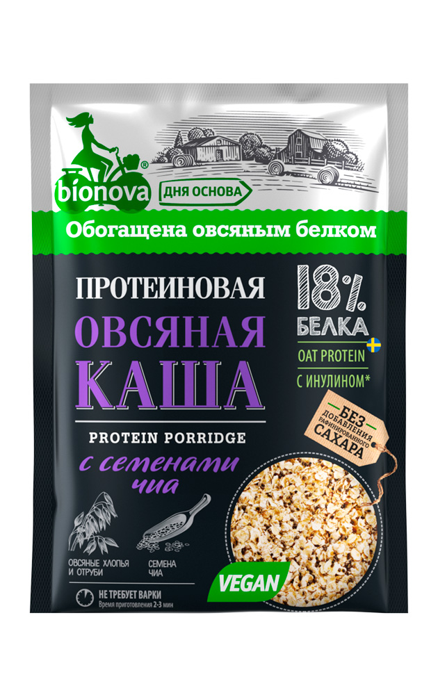 Protein oat porridge Bionova® with chia ceeds (vegan protein)