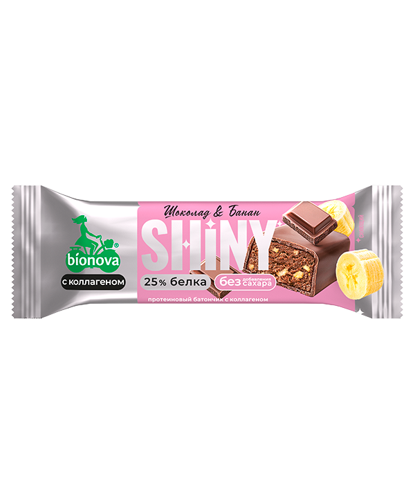 Купить глазированный протеиновый батончик shiny шоколад и банан от производителя
