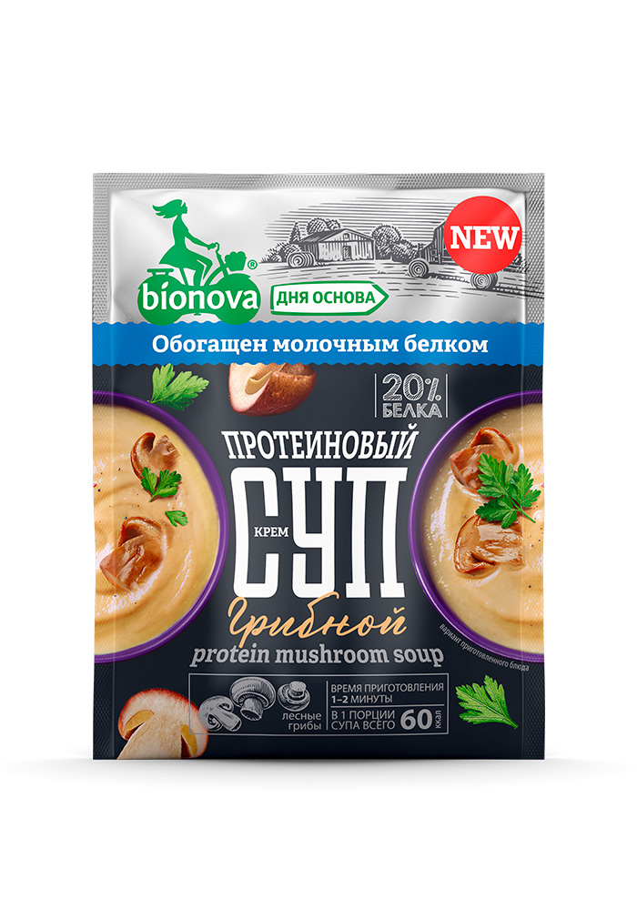 Купить протеиновый грибной крем-суп bionova® (milk protein)  от производителя