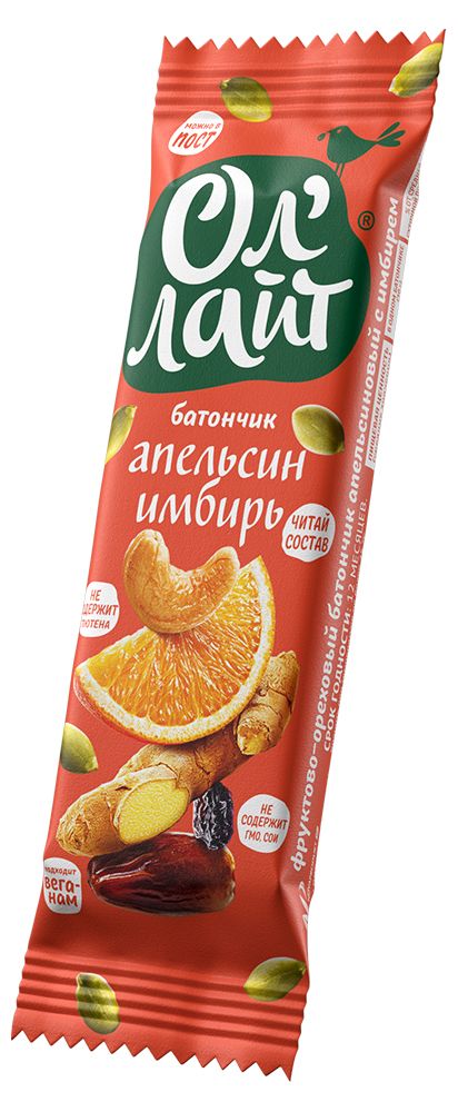 Купить фруктово-ореховый батончик ол'лайт® апельсин & имбирь от производителя