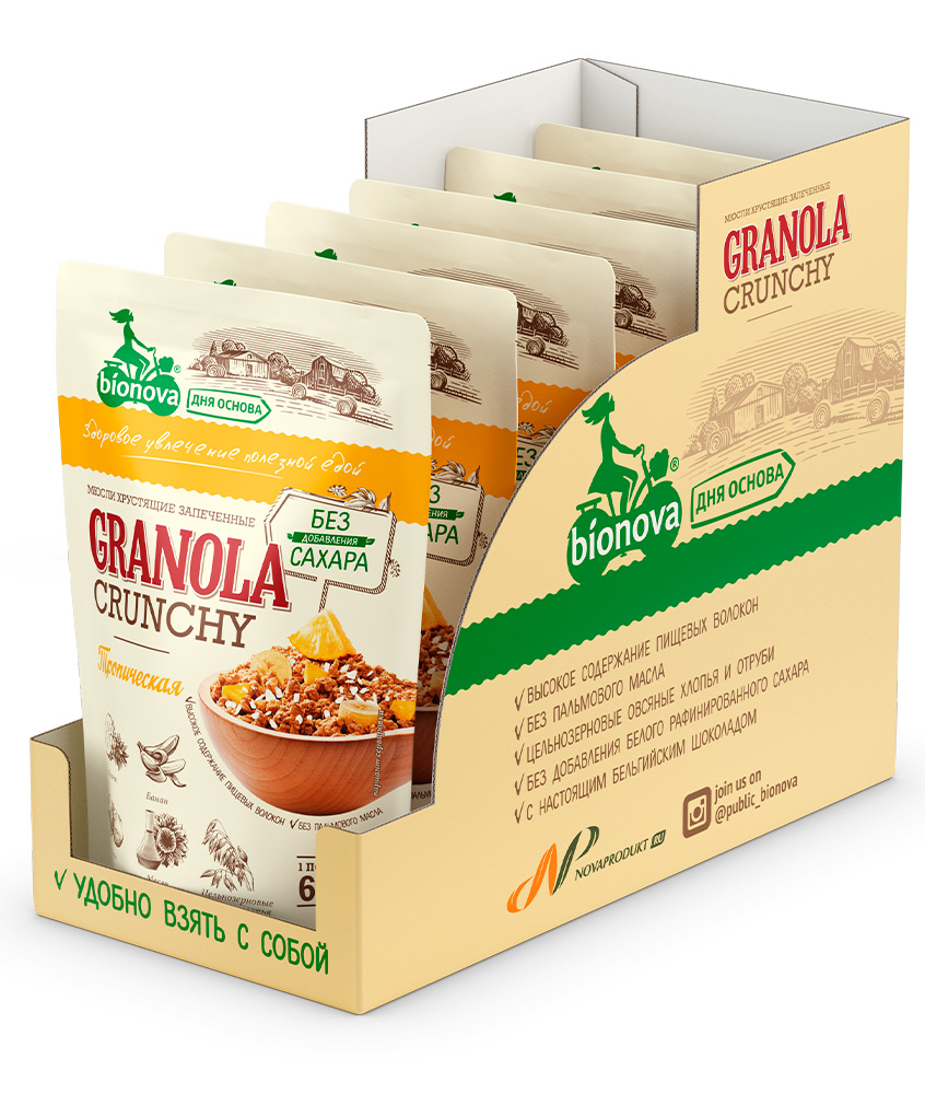 Granola Bionova® Sugar-Free Tropic 6 pcs.