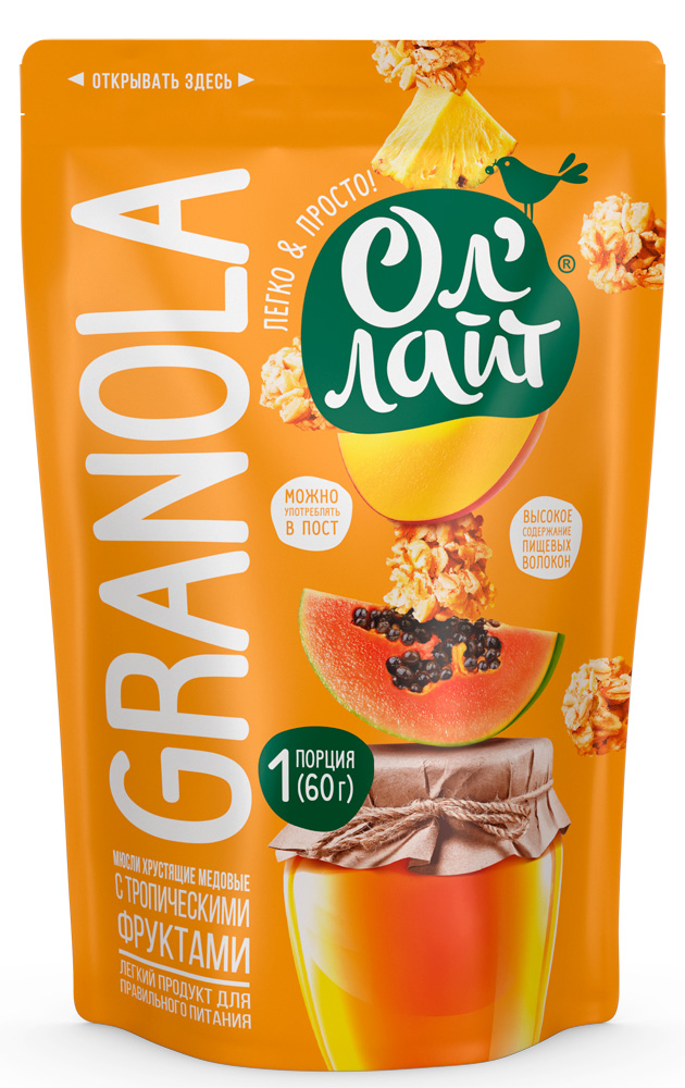 Baked granola (muesli) Ol-Light® with tropical fruits 60g