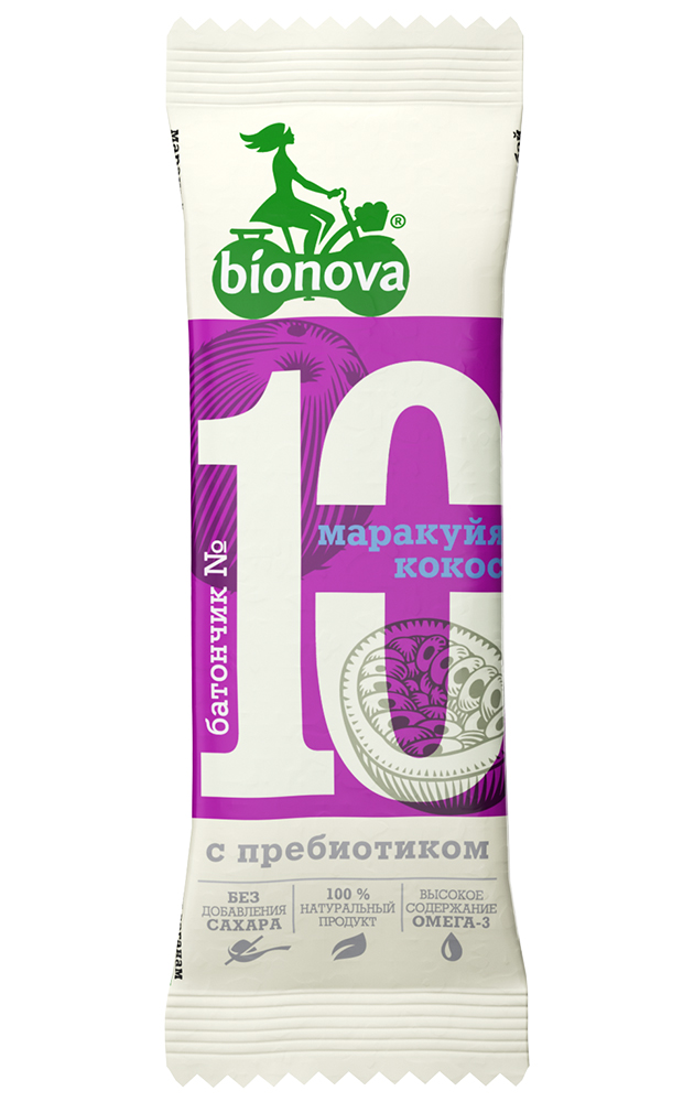 Купить фруктово-ореховый батончик bionova® №10 маракуйя & кокос с пребиотиком от производителя