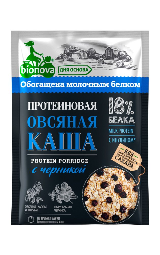 Купить протеиновая овсяная каша bionova® с черникой (milk protein)  от производителя