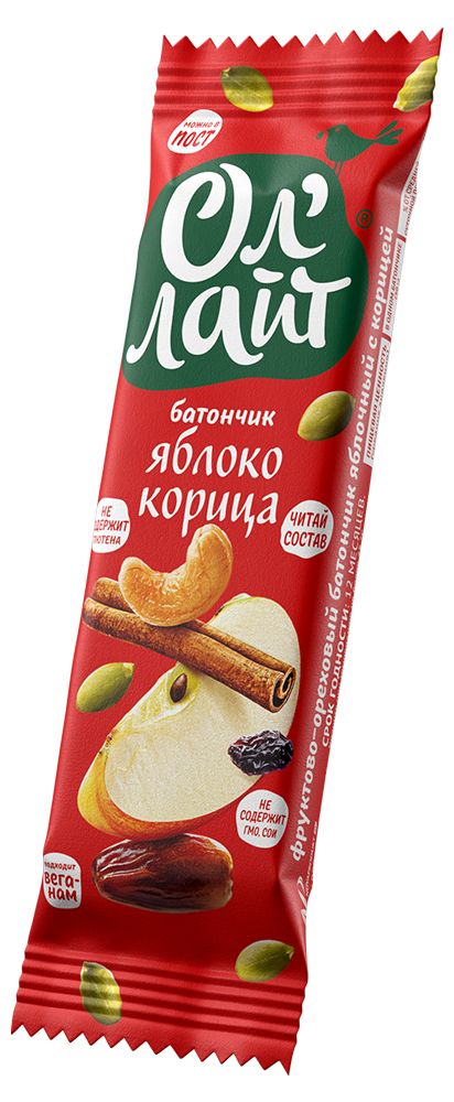 Купить фруктово-ореховый батончик ол'лайт® яблоко & корицa от производителя