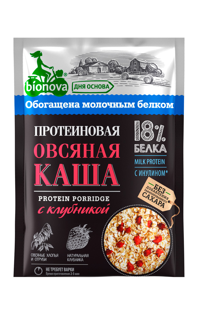 Protein oat porridge Bionova® with strawberry (milk protein)