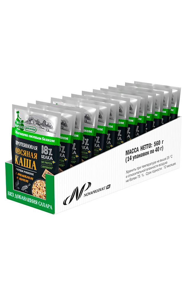 Oatmeal Bionova® box with flax & fibre (vegan protein) - 14 pcs.
