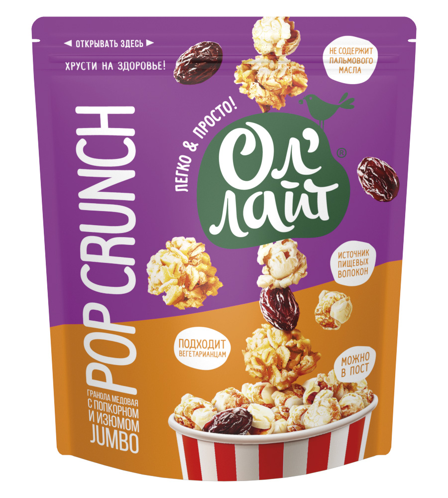 PopCrunch granola with popcorn and raisins Ol'Light® 40g