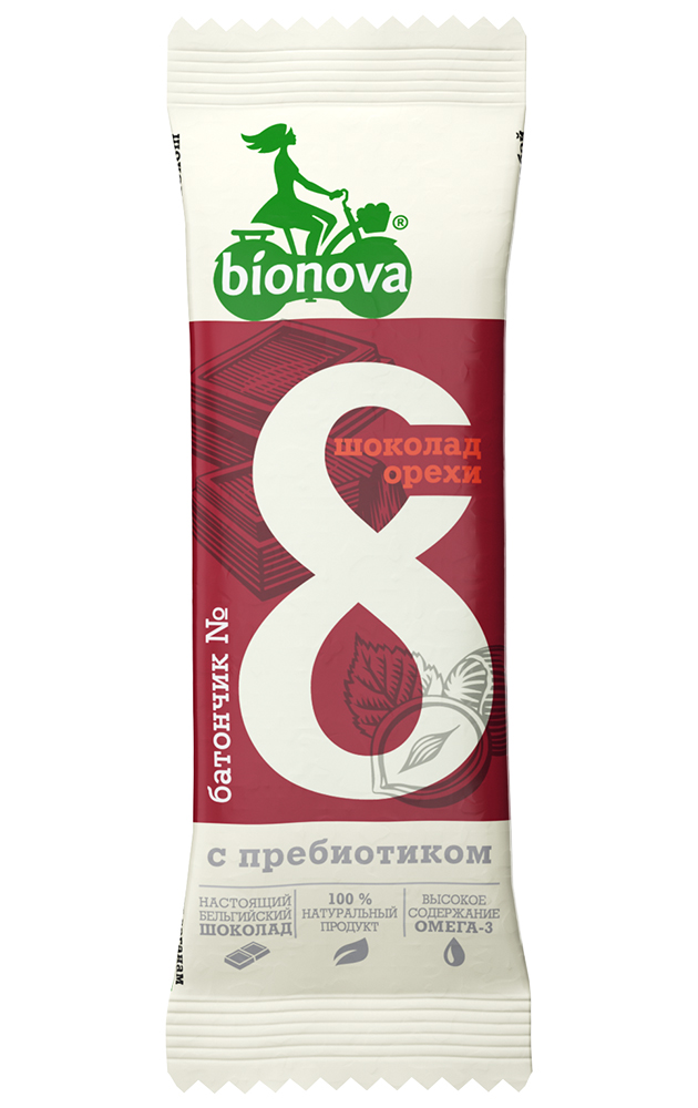 Купить фруктово-ореховый батончик bionova® №8 шоколад & орехи с пребиотиком от производителя