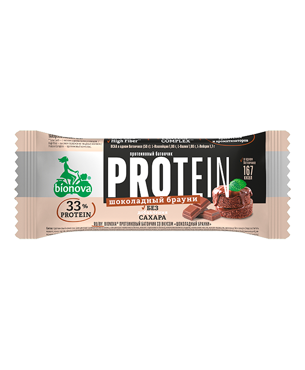 Купить протеиновый батончик bionova® шоколадный брауни 50 г от производителя