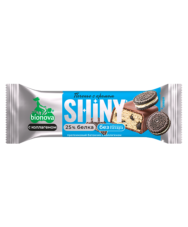 Купить глазированный протеиновый батончик shiny печенье с кремом от производителя