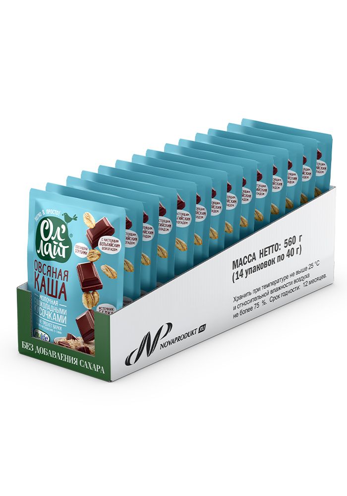Ol'Light® Oatmeal with  chocolate drops box - 22 pcs.