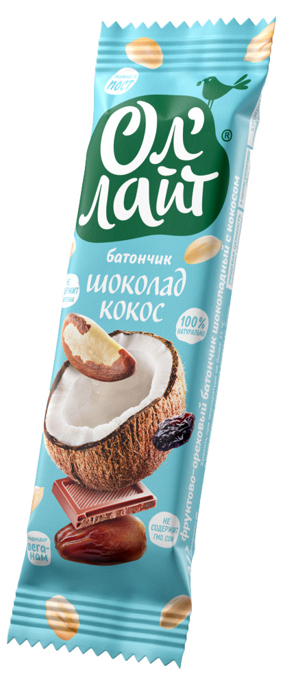 Купить фруктово-ореховый батончик ол'лайт® шоколад & кокос от производителя